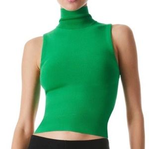 Darina Cotton Crop Sweater Tank in Green